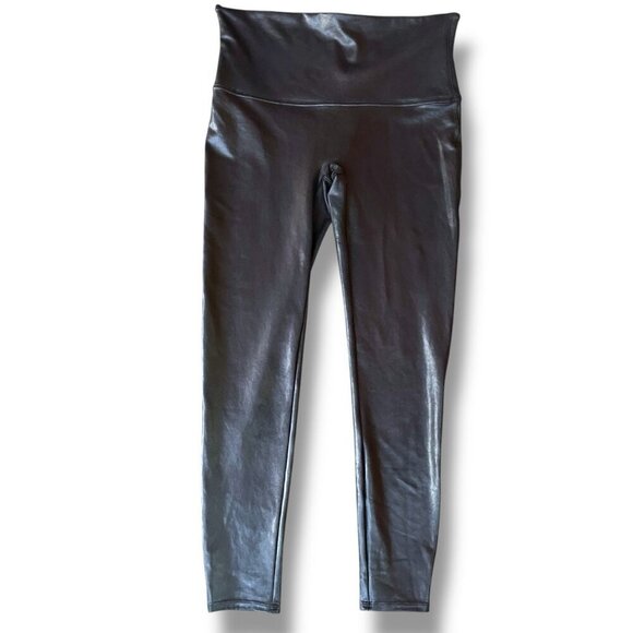 Spanx Womens Faux Leather Legging Plus Sz 1X Black Stretch Slimming Shaping 2437 - Picture 1 of 7